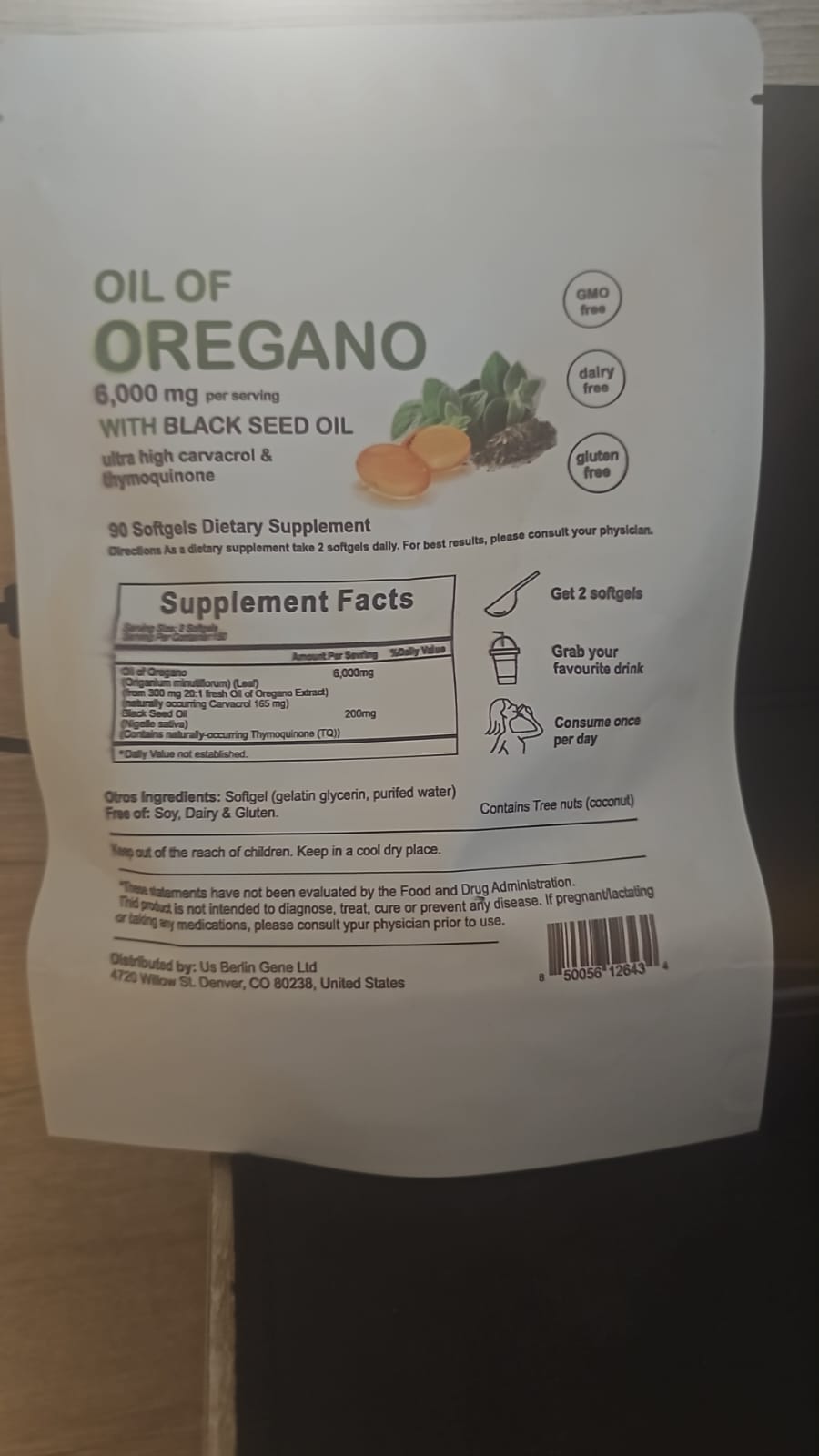 Aceite de Orégano 6,000 mg con Black Seed Oi